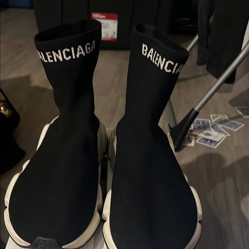 Balenciaga Black and White Sock Sneakers